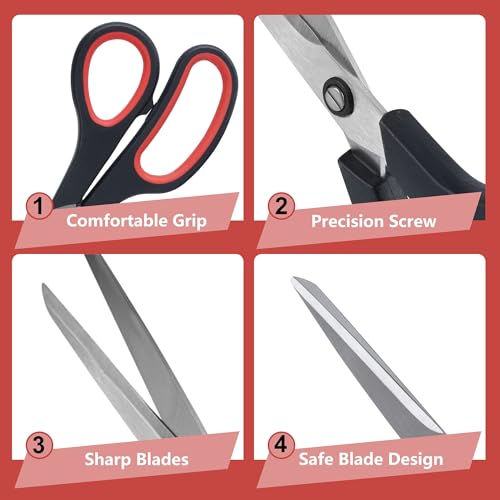 Lichamp 12pc 8.5" Multipurpose Scissors Comfort Grip Office/School/Home/Art
