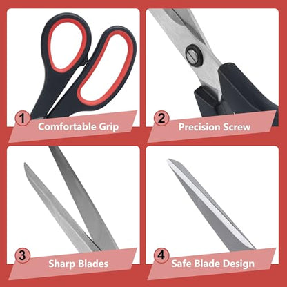 Lichamp 12pc 8.5" Multipurpose Scissors Comfort Grip Office/School/Home/Art