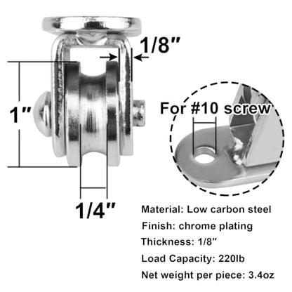 GBGS 8 Pack 1" Small Pulley Block for 1/8" Cord,Max Load 176 lbs
