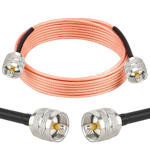 MOOKEERF RG316 CB Coax Cable - 12FT UHF PL259 Male to Male CB Antenna Cable 50 Ohm for HAM Radio,Antenna Analyzer,Dummy Load,SWR Meter - size: 12FT