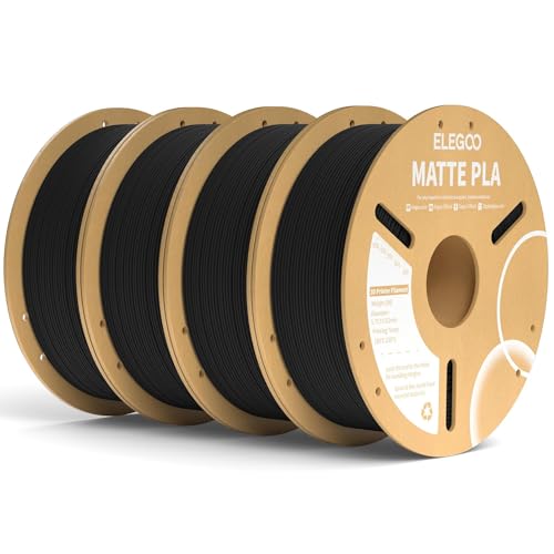 ELEGOO Matte PLA 3D Printer Filament Matte Black 4KG 1.75mm 4 Colors - color: Black-4 Pack