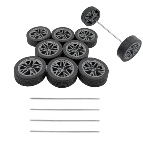 10PCS Toy Wheel Model Car Wheel with 5PCS Round Rod Shaft Axles for DIY Model Toy RC Car Truck Robot Building Project (2.5x45mm) - style: 2.5x45mm