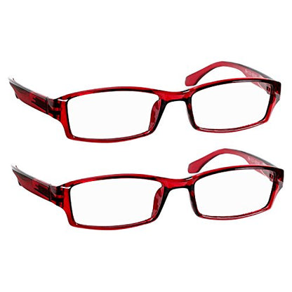 TruVision Readers OTC Reading Glasses for Men and Women, 9501HP - 2 Pack - color: 01hp-2-red
