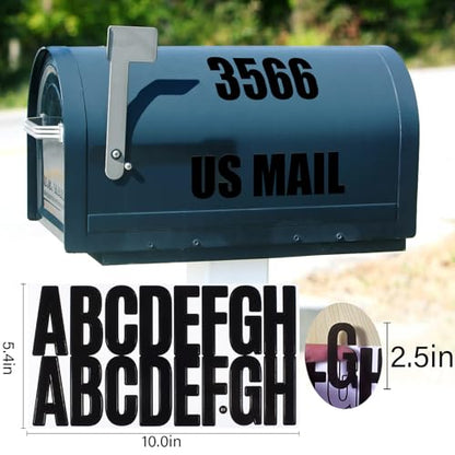 Letter Stickers,Mailbox Numbers,2.5 Inch Waterproof Vinyl Alphabet - color: Black, size: 2.5 Inch