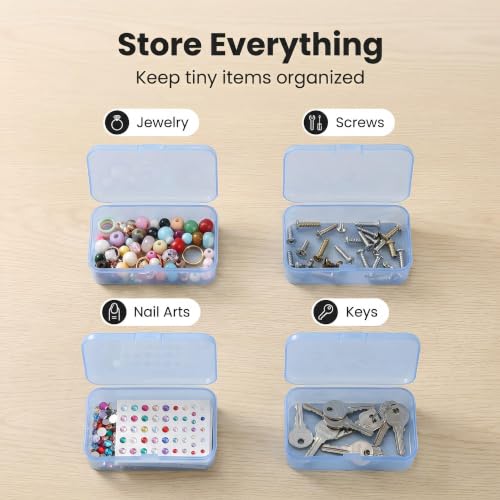 12 Pack Blue Small Plastic Storage Bins 3.35x2.17x0.98 in, Mini Containers with Lids for DIY Bead Organizer, Craft Hardware Case - color: Blue