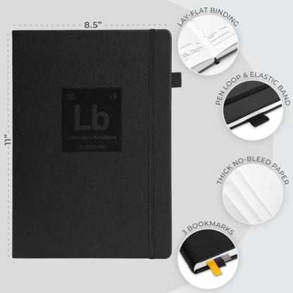 Clever Fox Laboratory Notebook, Lab Notebook, Chemistry Research, Black - color: Black