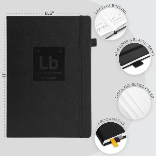 Clever Fox Laboratory Notebook, Lab Notebook, Chemistry Research, Black - color: Black