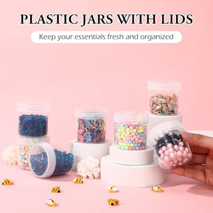Meanplan 100 Pcs 3.4 oz Clear Plastic Container Jar with Lid Leak Proof - color: Clear, size: 3.4 oz