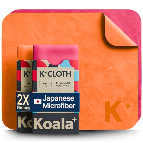 Koala Lens Cleaning Cloth | Japanese Microfiber | Pink & Orange (Pack of 2) - color: Pink / Orange, size: 2 Pack