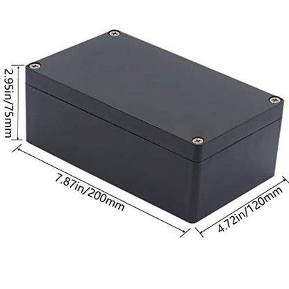 Project Box ABS Black Electrical Boxes IP65 Outdoor Waterproof Box Electronic Junction Box Power Enclosure with Cable Glands for DIY Project 7.87 x 4.72 x 2.95 inch (200x120x75mm) - size: 7.87"x4.72"x2.95"
