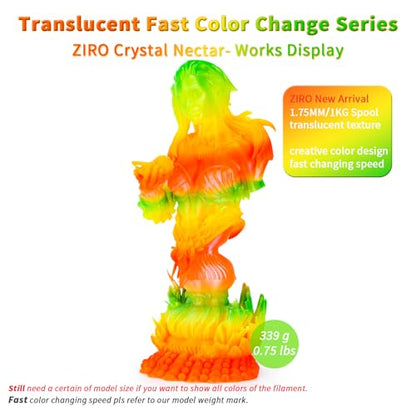 ZIRO Fast Color Change PLA, Transluent Filament 1.75mm, Crystal Nectar - color: Cyrstal Nectar