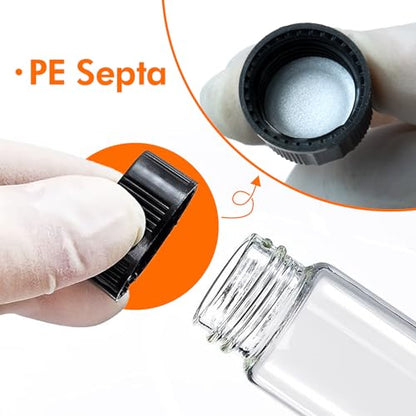 PEKYBIO 100 PCS 7ML Clear Small Liquid Sample Glass Vials with Screw Caps - size: 7 ml (100 pieces)