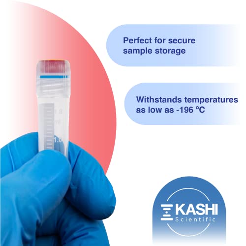 Kashi Scientific Screw Cap 1.8mL Cryovials with External Thread Cap - Self Standing Cryogenic Vial, Washer Silicone O-Ring, Cryogenic Tubes with Leak Resistance, Pack of 500 Cryo Tubes - size: 1.8ml