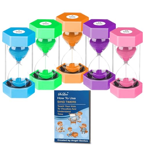 SuLiao Multicolor Hourglass Sand Timer Set for Adult, 1/3/5/10/30 Minutes, Safe and Durable, Perfect for Classroom, Games, Kitchen Decor - color: Multicolor, size: 1/3/5/10/30 Min