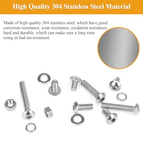 231 Pieces M5 Screws Nuts Washers Set, Sutemribor M5 x 8/10/12/16/20/25/30mm Button Head Socket Cap Screws Nuts Washers Assortment Kit, 304 Stainless Steel, Fully Threaded - size: M5, style: Button Head