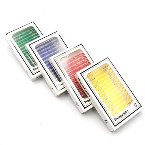 48pcs Prepared Plastic Microscope Slides Biological Specimen with 4 Boxes for Student Enlighten Education