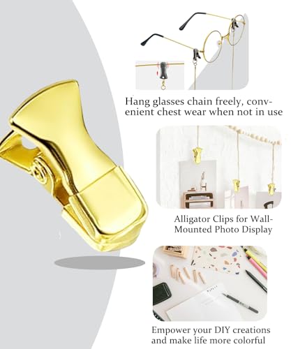 35 Pack Mini Metal Alligator Clips for Crafts Non-Slip Silicone-Coated Retro DIY Badge Small Clips (Glossy Gold) - color: Glossy Gold