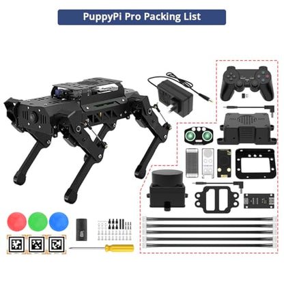 PuppyPi Robot Dog with ChatGPT Large AI Models AI Embodied Intelligence ROS Robotic Dog Vision Scene Voice Understanding SLAM Mapping Navigation Bionic Quadruped Robot, Pro Kit & RaspberryPi5 8GB