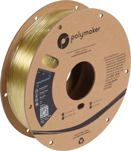 Polymaker PolyDissolve S1 PVA Filament, 1.75mm, 750g, Water Soluble Support for PLA/TPU/PVB/Nylon 3D Printer Filament - style: 1.75mm 750g Dissolvable Support for PLA/TPU/PVB/Nylon