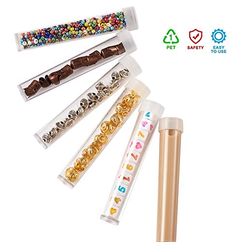Craftdady Clear Plastic Tube Bead Chunky Bamboo Tube Beads 100Pcs Transparent Storage Test Tubes with Caps 78x13mm (3.07x0.5 inch) - color: 100pcs Tubes,78x13mm, Clear