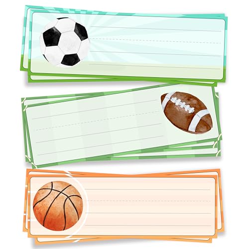 Name Tags for Classroom & Cubby | 3×9 Inches 30 Pcs - style: BALL SPORTS