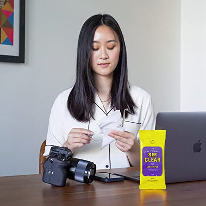 See Clear Original Lens Cleaning Wipes - Pre-Moistened Eyeglass & Screen Cleaning Cloth Towelettes - Streak Free, Scratch Free Lens & Electronic Screen Cleaner - 12 Resealable Packs of 16 (192 Wipes) - size: 16 Count (Pack of 12)