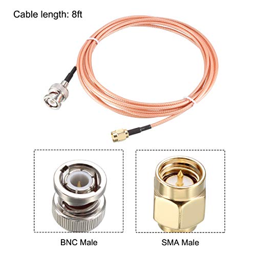 uxcell RG316 Coaxial Cable with BNC Male to SMA Male Connectors 50 Ohm 8 Ft - size: 8 Feet