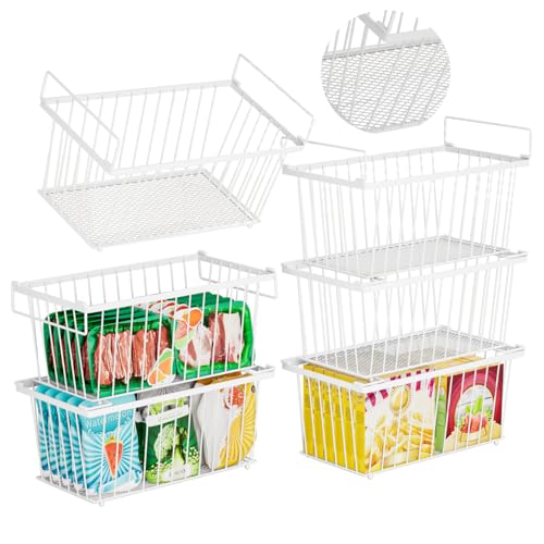 Enhanced Leak-Proof Bottom, Freezer Organizer Bins for 7 Cu.Ft,6 Pack - color: White 6 Pack