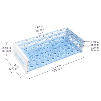 BorinGlass 50-Place Test Tube Rack for 16mm O.D. Tubes, Sturdy Plastic Lab Organizer - size: 16mm
