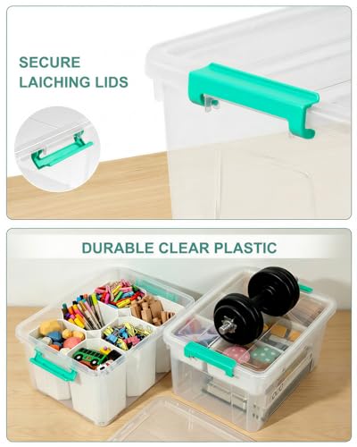 EOENVIVS 17 QT Craft Storage Box, Craft Organizers and Storage with Tray - color: Green