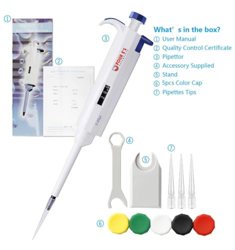 FOUR E'S SCIENTIFIC 2-20μL Pipette, Single-Channel Adjustable Pipettor - size: 03 (2-20ul)