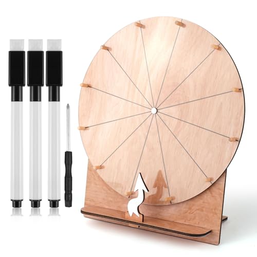 NQEUEPN 11.4 Inch Wedding Game Spinning Wheel, Wooden Prize Tabletop - color: Brown Style 1