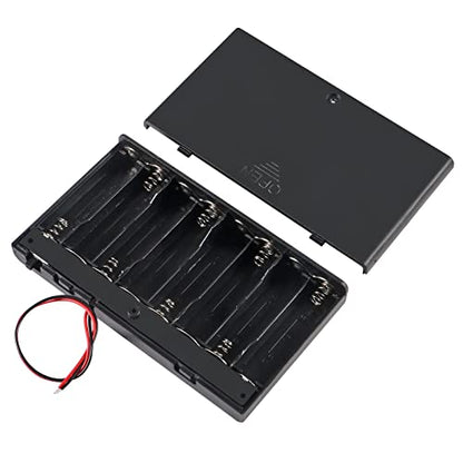 2Pcs 8 x AA Battery Holder Case Box 8 x 12V AA Battery Storage Box Battery Container Case with Cover ON/Off Switch and Wire