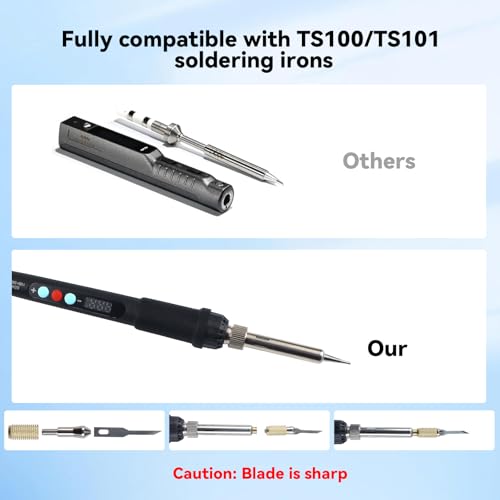 FYSETC Printing Pen Smoothing Finishing Tool: 19-1 Cleaning Kit Handheld Soldering Iron 110V 60W LCD Digital with 2Pcs Adapter TS100 TS101 - Carving Knife for Repairing 3D Prints