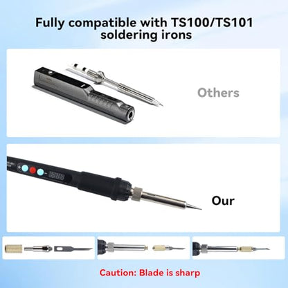 FYSETC Printing Pen Smoothing Finishing Tool: 19-1 Cleaning Kit Handheld Soldering Iron 110V 60W LCD Digital with 2Pcs Adapter TS100 TS101 - Carving Knife for Repairing 3D Prints