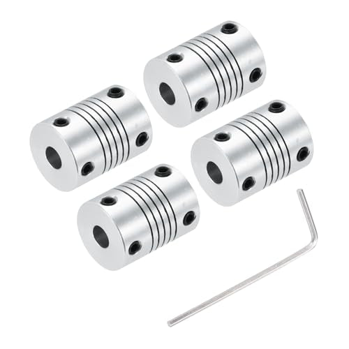 uxcell 4Pcs 6.35mm to 6.35mm Aluminum Alloy Shaft Coupling L25xD19 Silver - size: 6.35mm to 6.35mm