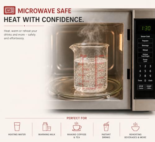 High Borosilicate Glass Measuring Cup Set - 60ml(2oz),120ml(4oz), 250ml(8oz) - Glass Measuring Beaker for Kitchen or Restaurant, laboratory, Easy to Read