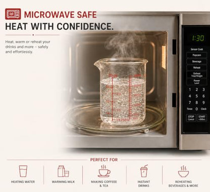 High Borosilicate Glass Measuring Cup Set - 60ml(2oz),120ml(4oz), 250ml(8oz) - Glass Measuring Beaker for Kitchen or Restaurant, laboratory, Easy to Read