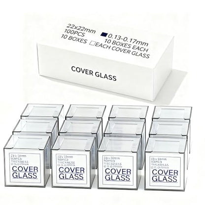1000 Pcs 22x22mm Lab Microscope Slide Cover Slips, Vabiooth Pre-Cleaned Microscope Cover Square Coverslips Cover Glass