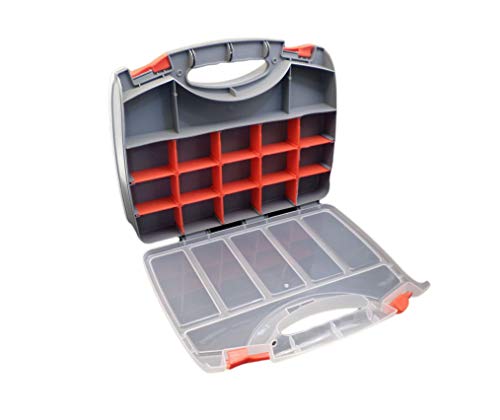 Double Sided Organizer Case with 36 Compartments and Carry Handle - size: Large Plastic Organizer