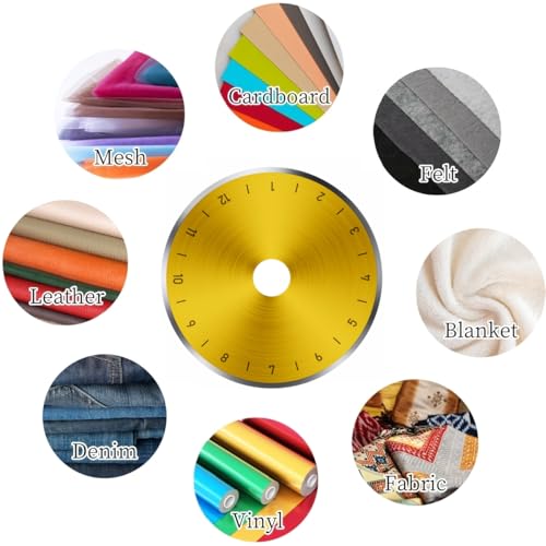 AMASEWART 45mm Titanium Coated Rotary Cutter Blades Fits Fiskars Olfa, Replacement Rotary Blade for Fabric, Quilting, Sewing and Arts & Crafts, Pack of 15 - size: 45mm Titanium