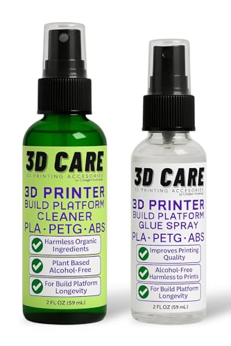 3D Printer Adhesive Kit – Bed Glue for PLA PETG ABS + Build Plate Cleaner & Microfiber Cloth – Strong No-Warp Bond, Easy Clean Removal, Works on Glass, PEI, Flex Plates
