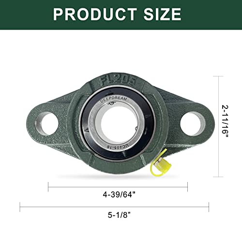 DEEPDREAM UCFL205-16 Pillow Block Bearing,Pack of 2 Flange Mounted Bearings,1 inch Bore,2 Bolt Flange Bearing, Self Alignment Pillow Block Bearing - size: UCFL205-16-2pcs