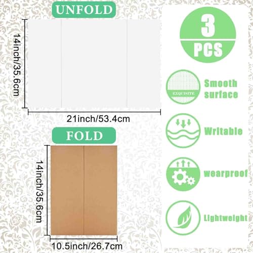 3 pcs Small White Tri-Fold Display Boards, 21 x 14 Inches Corrugated Trifold Poster Boards for School Projects, Science Fairs, Business Presentations and Exhibitions - size: 21 x 14 inches