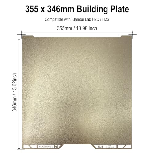 355x346mm Double Sided Textured PEI Build Plate for Bambu Lab H2D/H2S - size: 355x346mm
