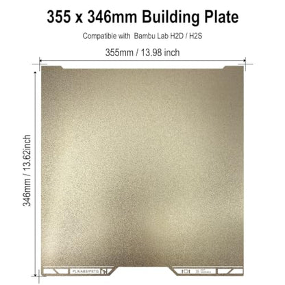 355x346mm Double Sided Textured PEI Build Plate for Bambu Lab H2D/H2S - size: 355x346mm