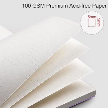 AHGXG Dotted Journal, Grid Spiral Notebook, 160 Pages, A5 (5.7" x 8.3") - color: Purple, style: A5-Dotted