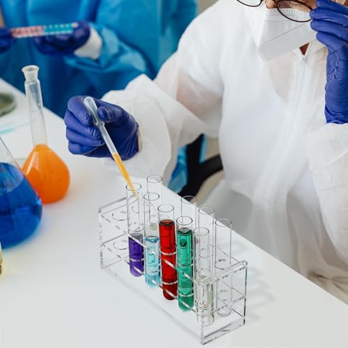 2 Pcs Acrylic Test Tube Rack 12 Wells 10ml Acrylic Centrifuge Tube Holder Clear Syringe Holder 16mm/ 0.63 inch Lab Vial Stand Transparent for 10ml Centrifuge Tubes