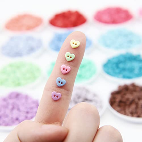 6mm / 0.24" Tiny Heart Shape Buttons, Micro Mini Buttons, Perfect for Doll Clothes (10PCS) - color: Lavender