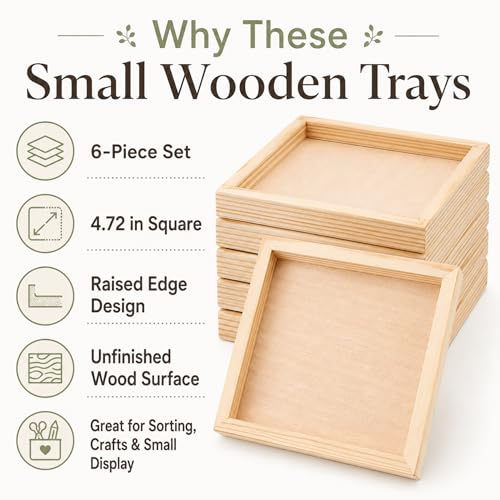 6-Pack Small Wooden Trays for Montessori Activities